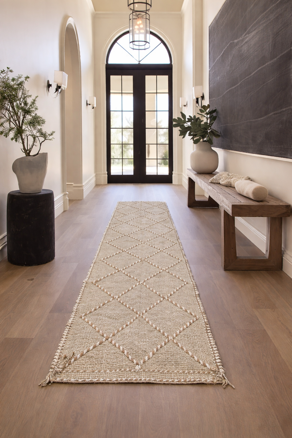 Handwoven Kilim Runner  - Beige 260cm x 72cm