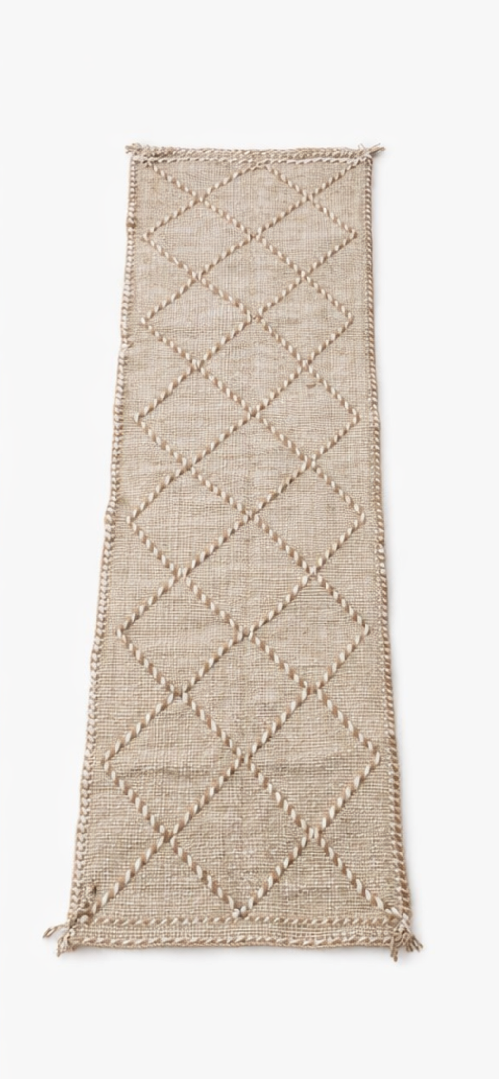Handwoven Kilim Runner  - Beige 260cm x 72cm