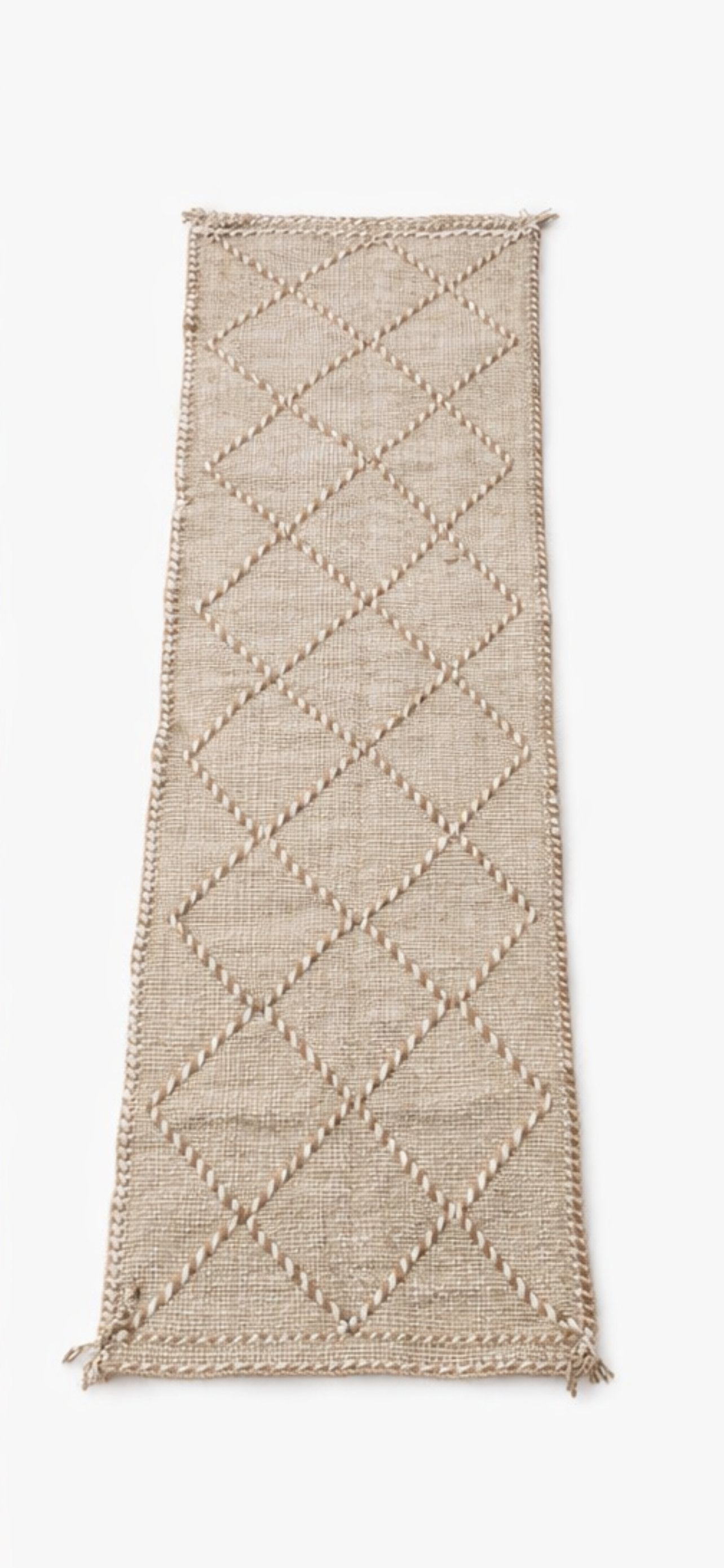 Handwoven Kilim Runner  - Beige 260cm x 72cm